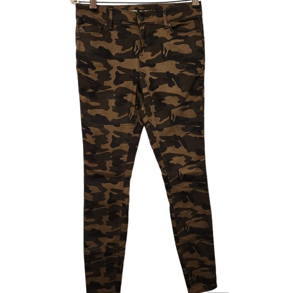Womens Joe Boxer Push Up Skinny Jeans Camo Stretch Green Juniors Size 3 EUC